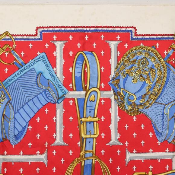 HERMES Carre 90 Scarf ""SELLES A HOUSSE"" Silk Red Auth am9081 - Picture 3 of 14